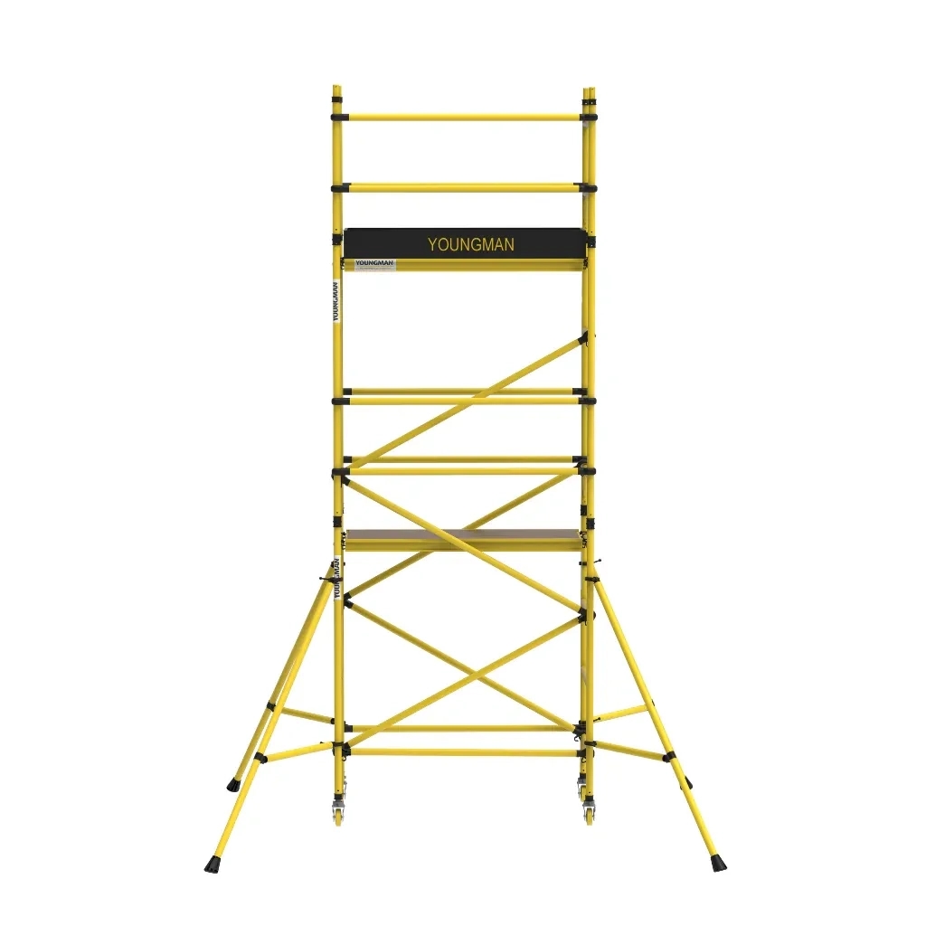 Youngman Fibreglass FRP Electrical Shockproof Scaffold Tower- XO FRP by Y Equipment Services : Colours available: Yellow 4 4