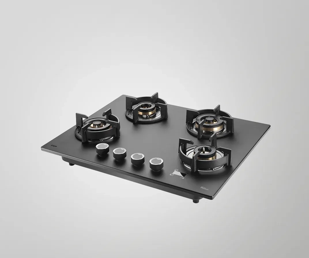 Kaff PRS 654- 4 Burners Built-In Hob, Digital Timer, 8MM Thick Premium Frosted Black Glass by Kaff : Colours available: Black