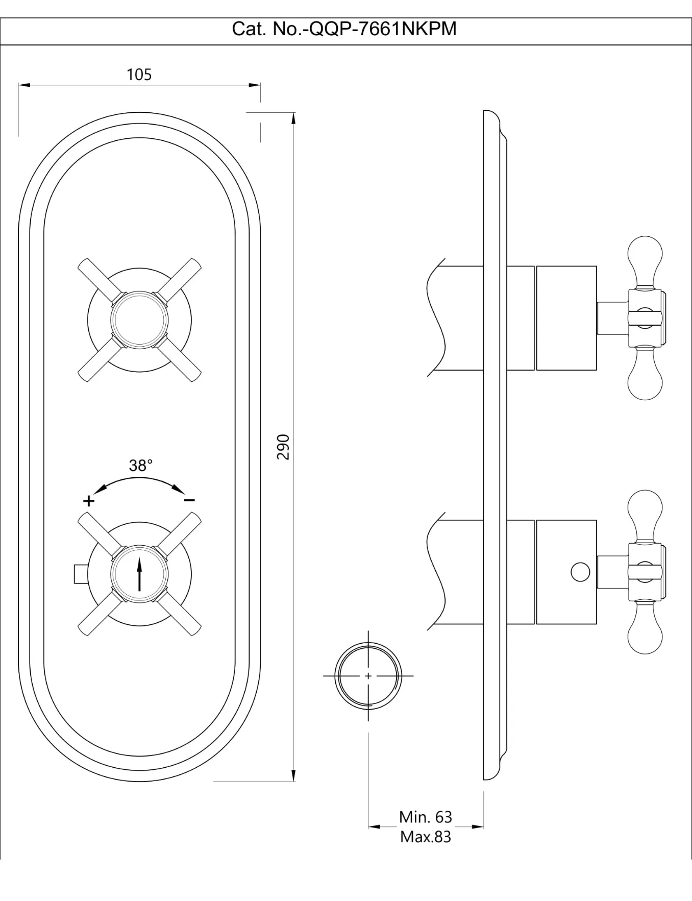 Aquamax Exposed Part Kit of Thermostatic Shower Mixer QQP-CHR-7661NKPM by Jaquar : Colours available: Chrome 1 1