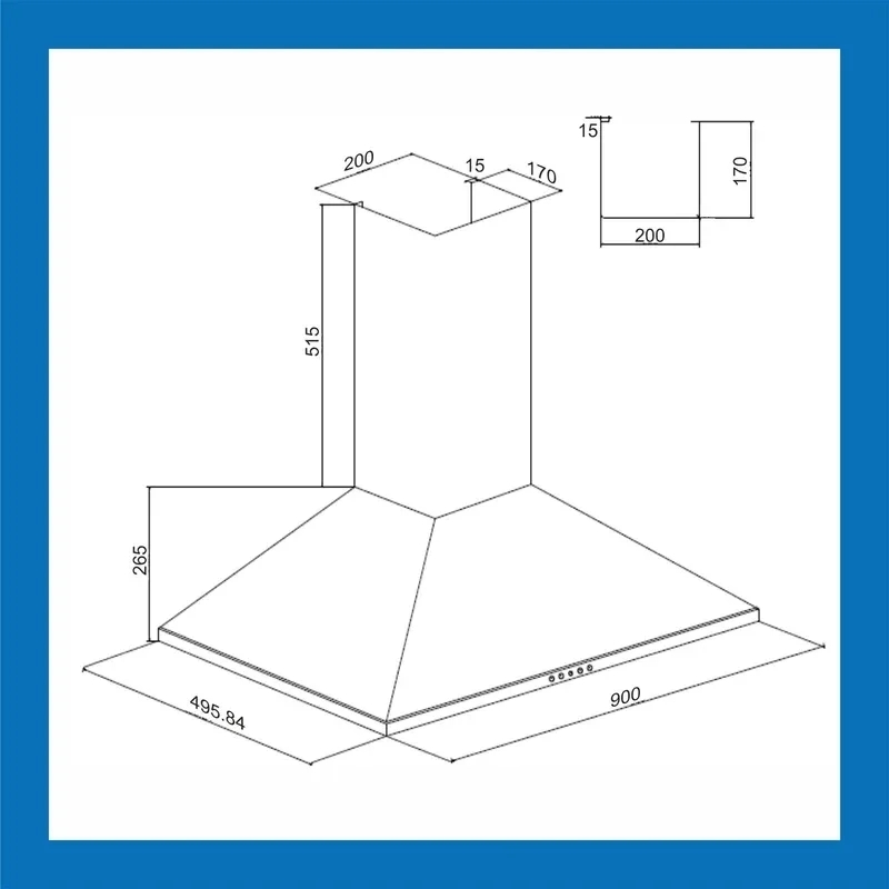 Glen Electric Kitchen Chimney, Pyramid Shape Baffle Filters 90cm 1250 m3/h - Black (6054 BL 90) 7