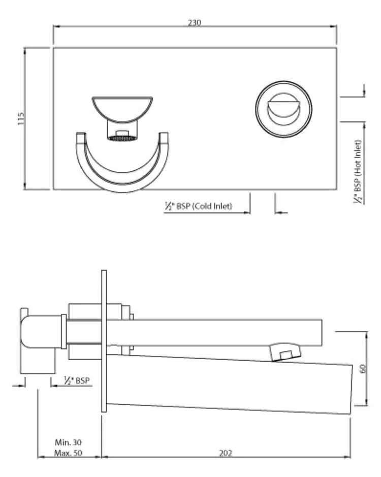Artize Joystick Concealed Basin Mixer (Wall Mounted) - Black Pearl PVD - CNF-BLP-69233 1