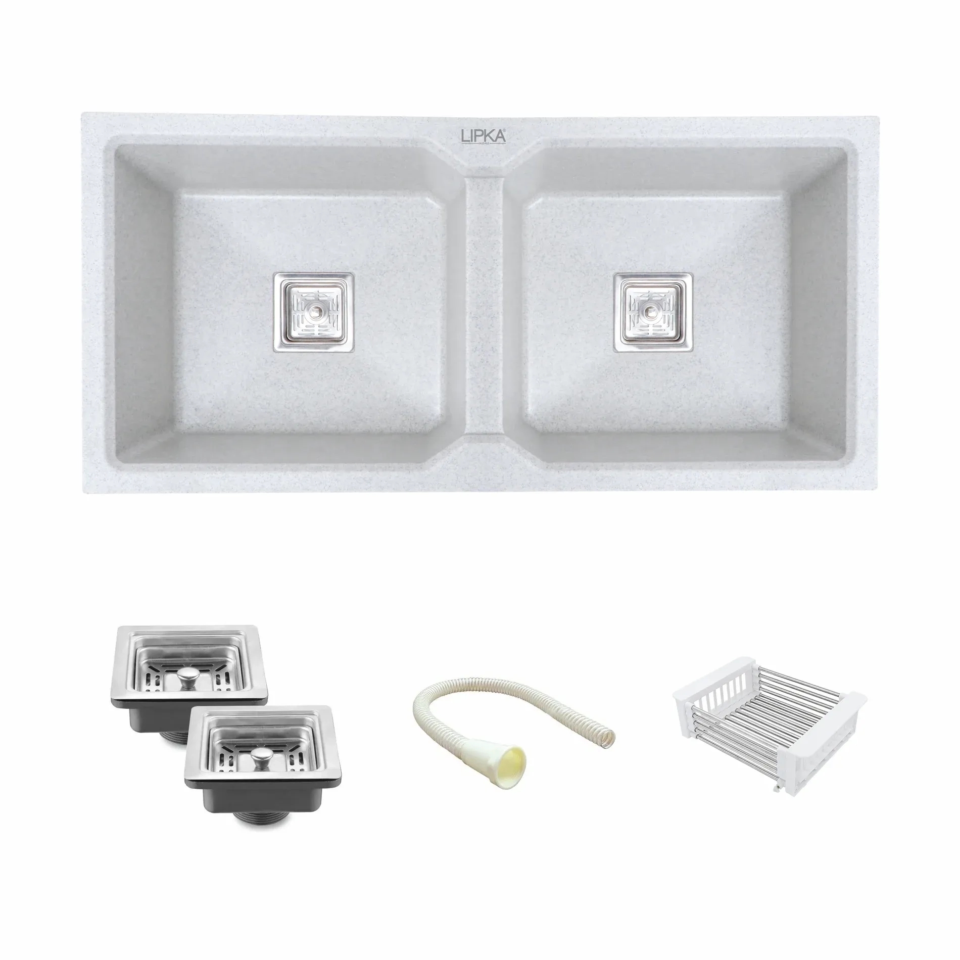 Lipka Sand Pluto Quartz Double Bowl Kitchen Sink (37 x 18 x 9 Inches) 1