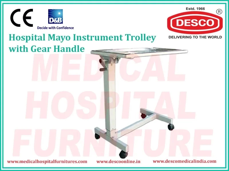 Desco Mayo Instrument Trolley with Gear Handle by Desco : Colours available: Beige