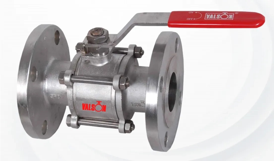 Valson Three Piece Design Ball Valves Flange Ends by Valson : Colours available: Silver