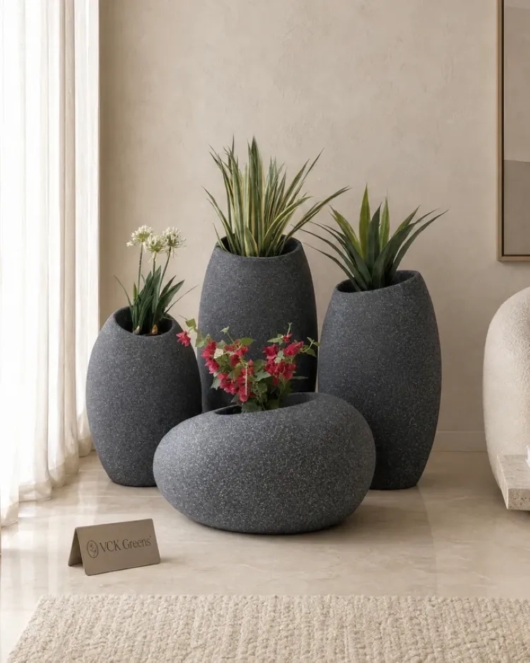 VCK Pebble Texture FRP Planters – Grey