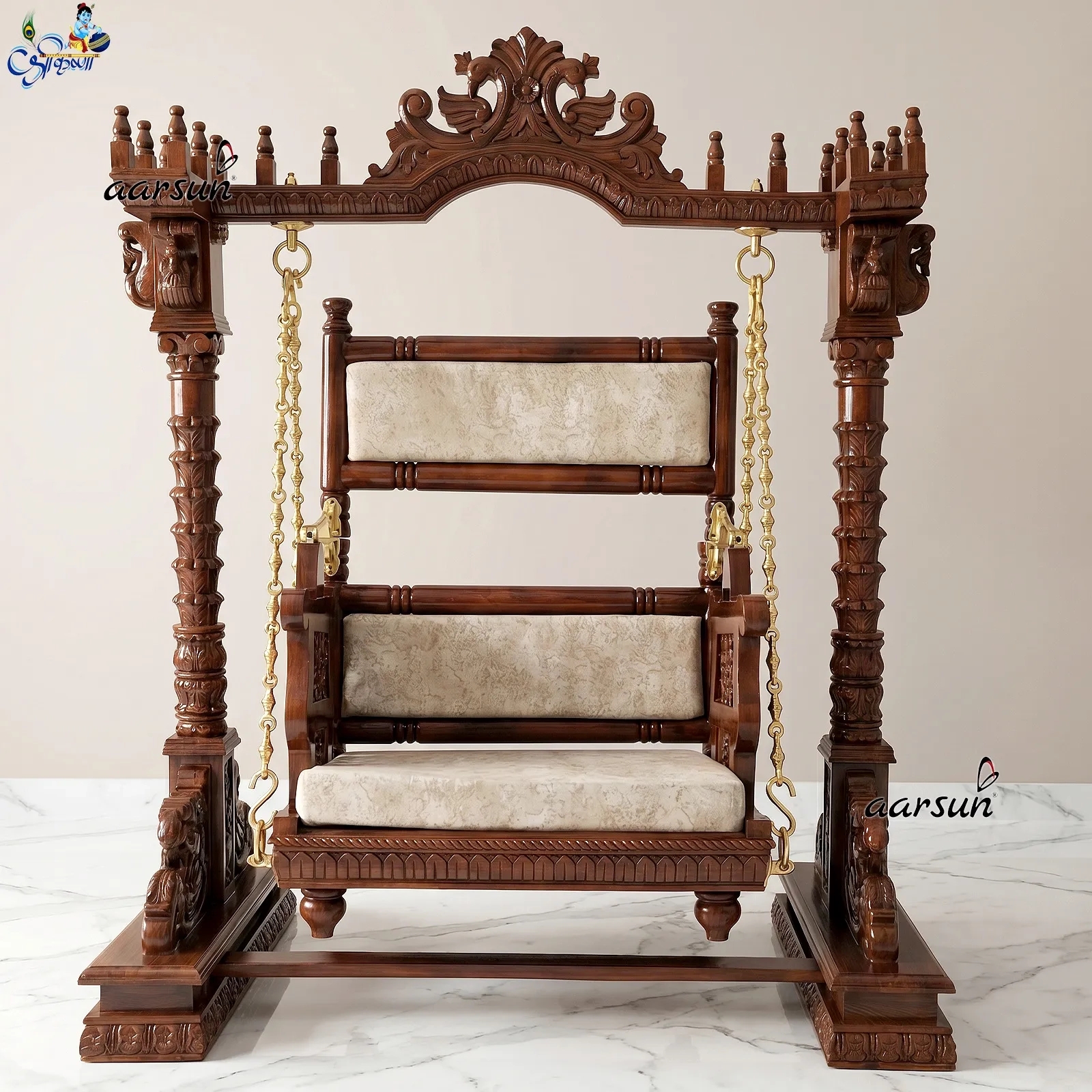 Aarsun 2-in-1 Swing, Wooden Cradle for Janmashtami with video