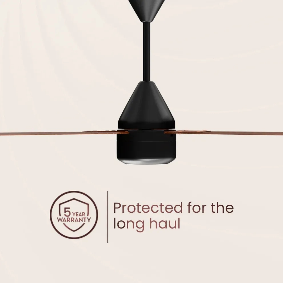 Crompton Energion Groove Remote BLDC Ceiling Fan - Dark Cherry Wood by Crompton : Colours available: Brown 1 2