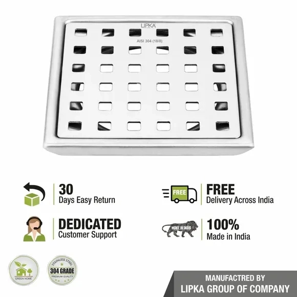 Lipka Red Exclusive Square Floor Drain (5 x 5 Inches) 4