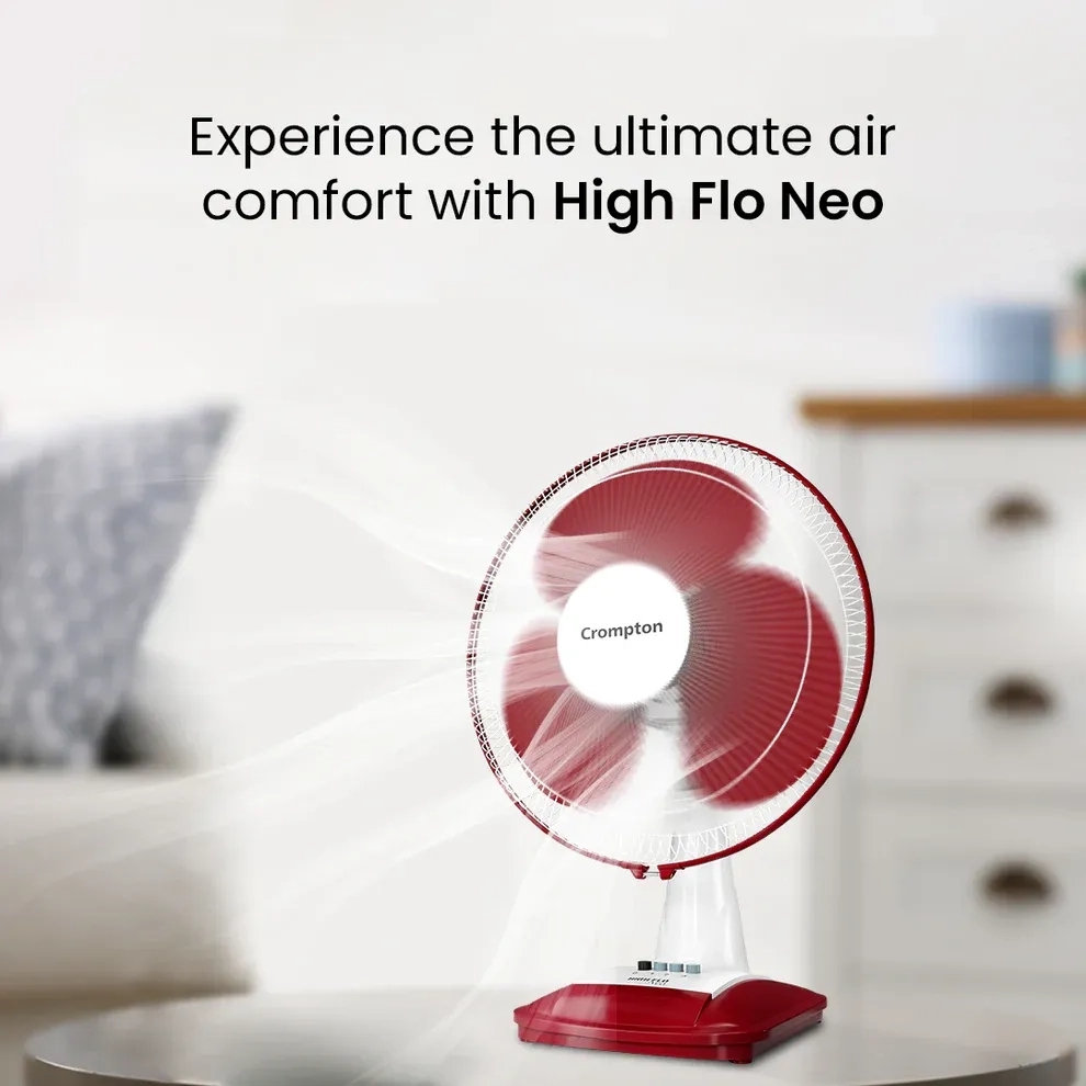 Crompton Hiflo Neo Table Fan - Crimson Red by Crompton : Colours available: Red 10 4
