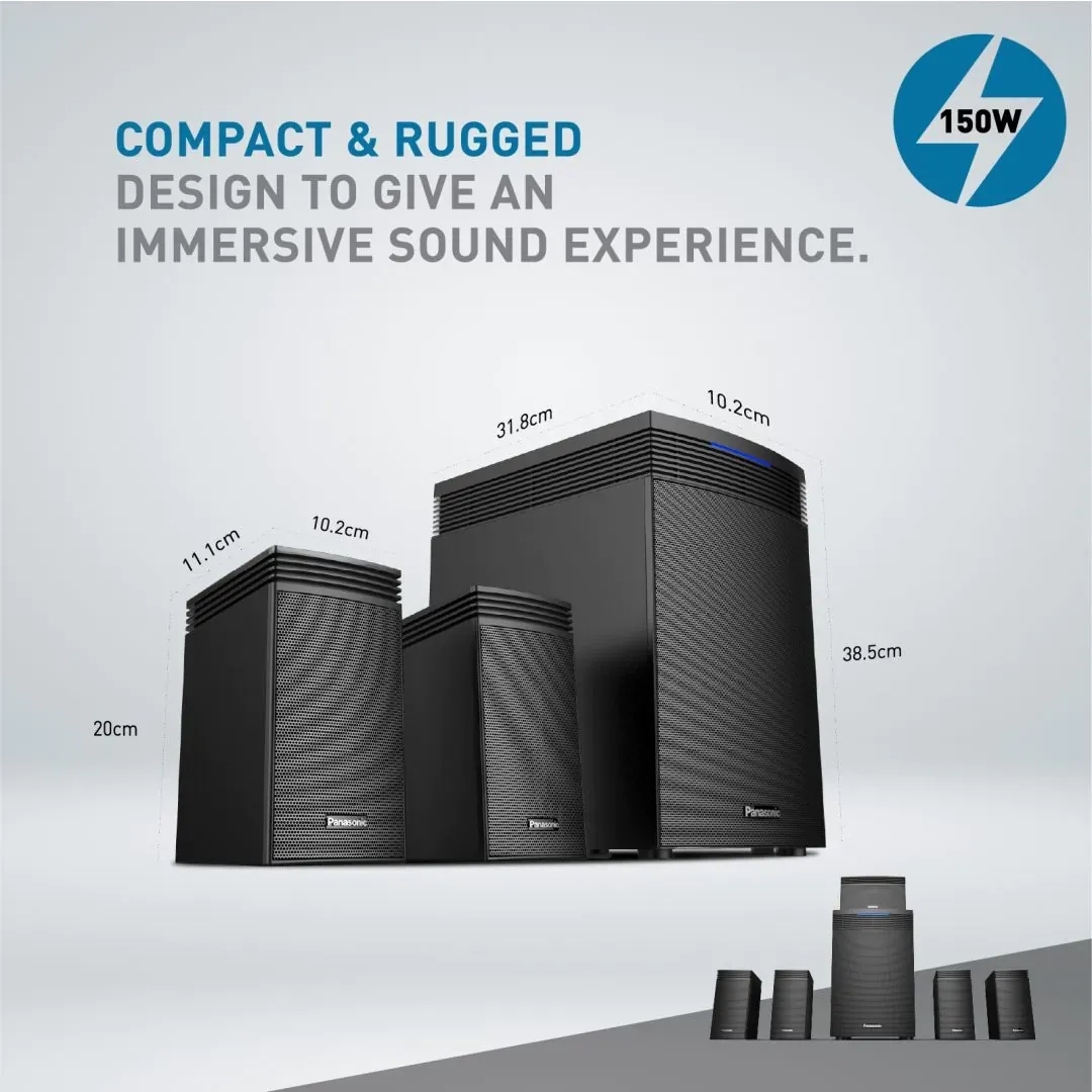 Panasonic SC-HT550GW-K 150 W Bluetooth Home Theatre (Black, 5.1 Channel) by Panasonic : Colours available: Black 4 3