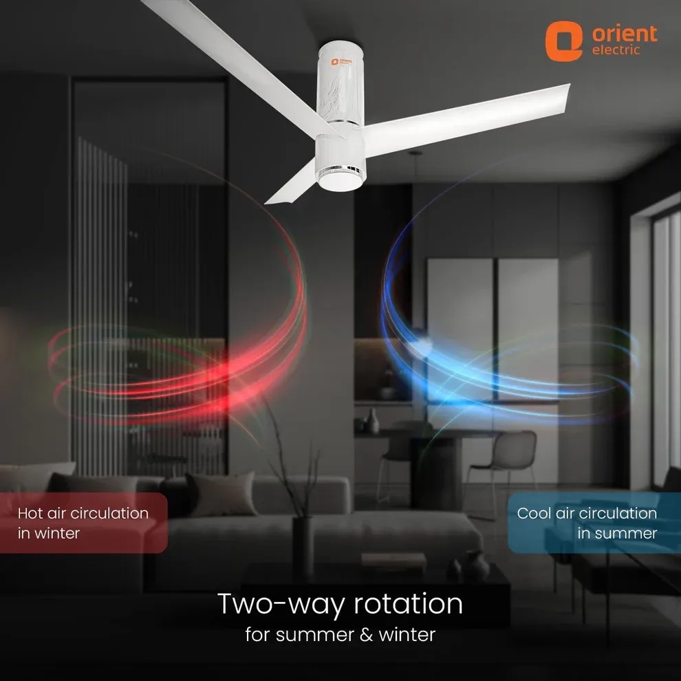 Orient Electric Aeroslim with IoT, Remote & 3CCT Underlight BLDC PRO Smart Ceiling Fan 1200mm White by Orient Electric : Colours available: White 2 5