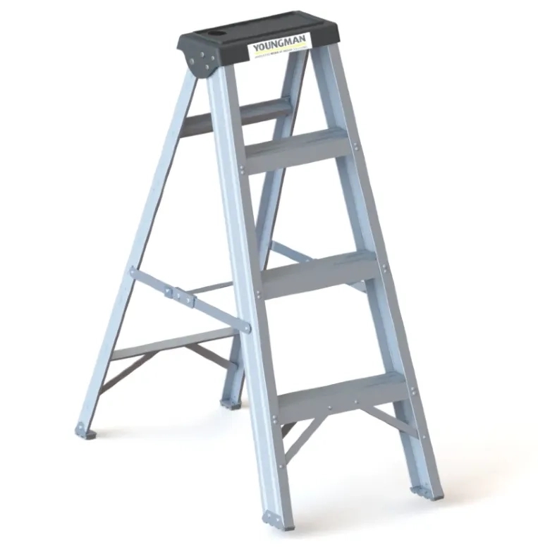 Youngman Y-Access Aluminum Single Side Self Supporting Ladder AL4 Tread-300 by Y Equipment Services : Colours available: Chrome