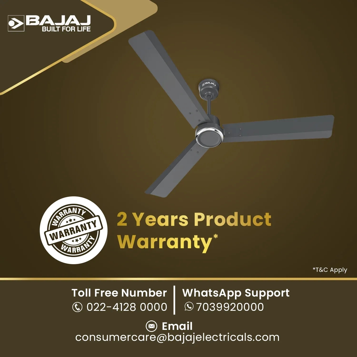 Bajaj Classico Sleek Plus 1200mm Ceiling Fan - Coal Grey by Bajaj : Colours available: SlateGray 11 3