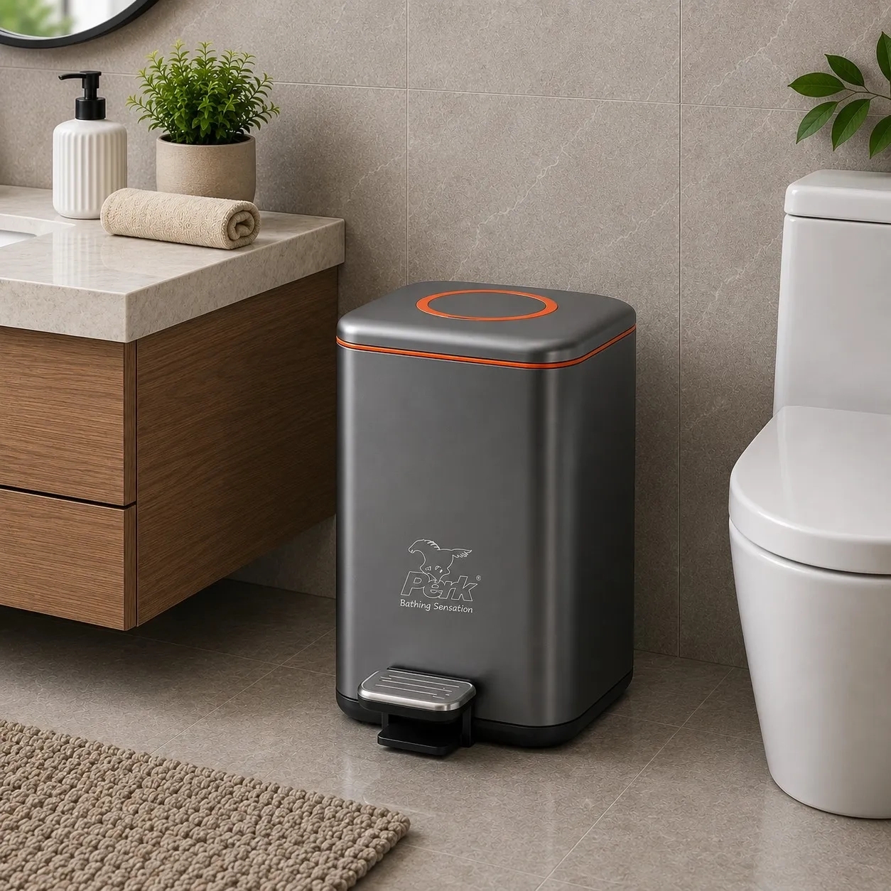 Perk Regent Dustbin 12 Litre -  Titanium Grey
