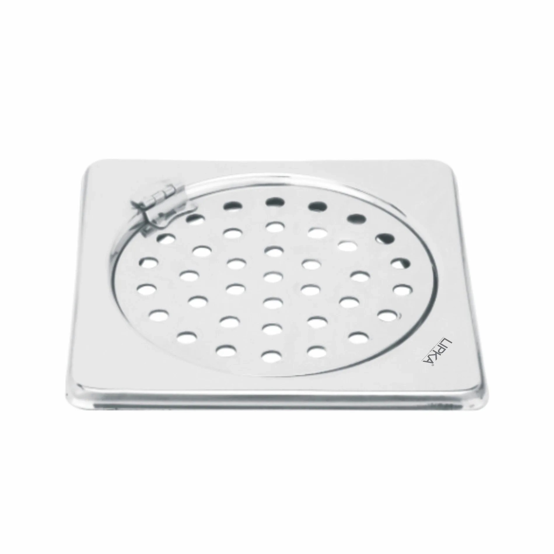 Lipka Eon Square Floor Drain with Plain Jali and Hinge (6 x 6 Inches)