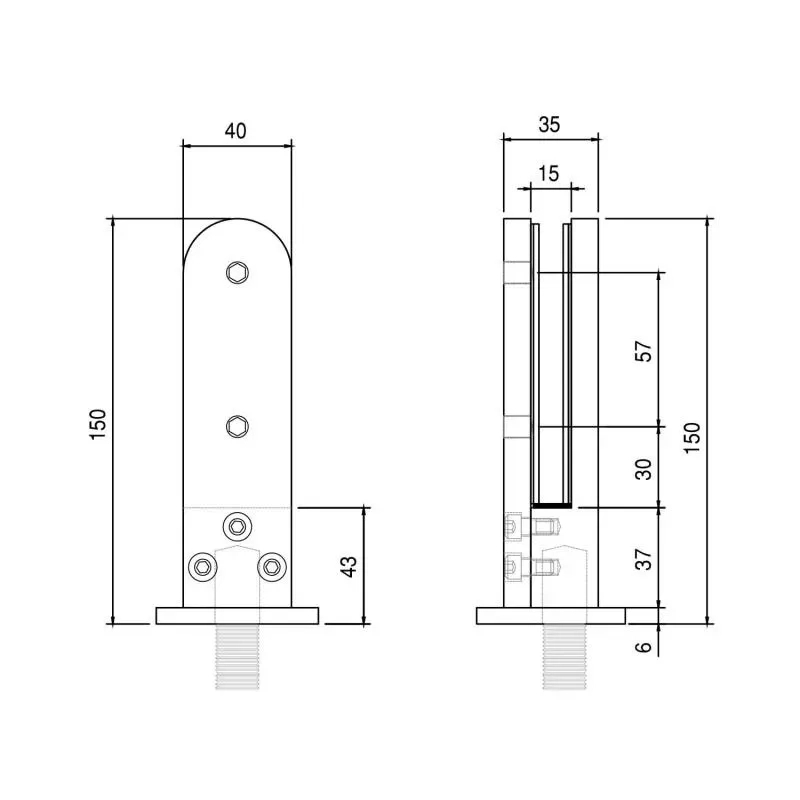 Ozone Spigot Handrail Fitting - OZRSP-E 150X40MM BM PVD by Ozone for Residential, Commercial, Interior, Exterior : Colours available: BlackMatt 3 1