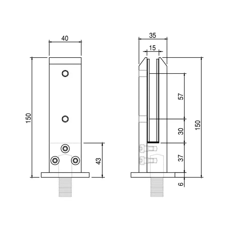 Ozone Spigot  Handrail Fitting - OZRSP-D 150X40MM BM PVD by Ozone for Interior, Exterior, Commercial, Residential, Balcony, Staircase : Colours available: BlackMatt 3 1