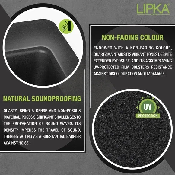 Lipka Black Quartz Single Bowl with Drainboard Kitchen Sink (39 x 20 x 9 Inches) 3