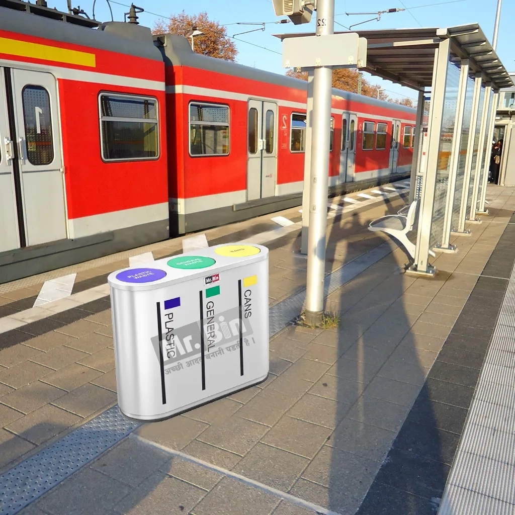 Mr SS Trio Bin by Mr. Bin : Colours available: Silver