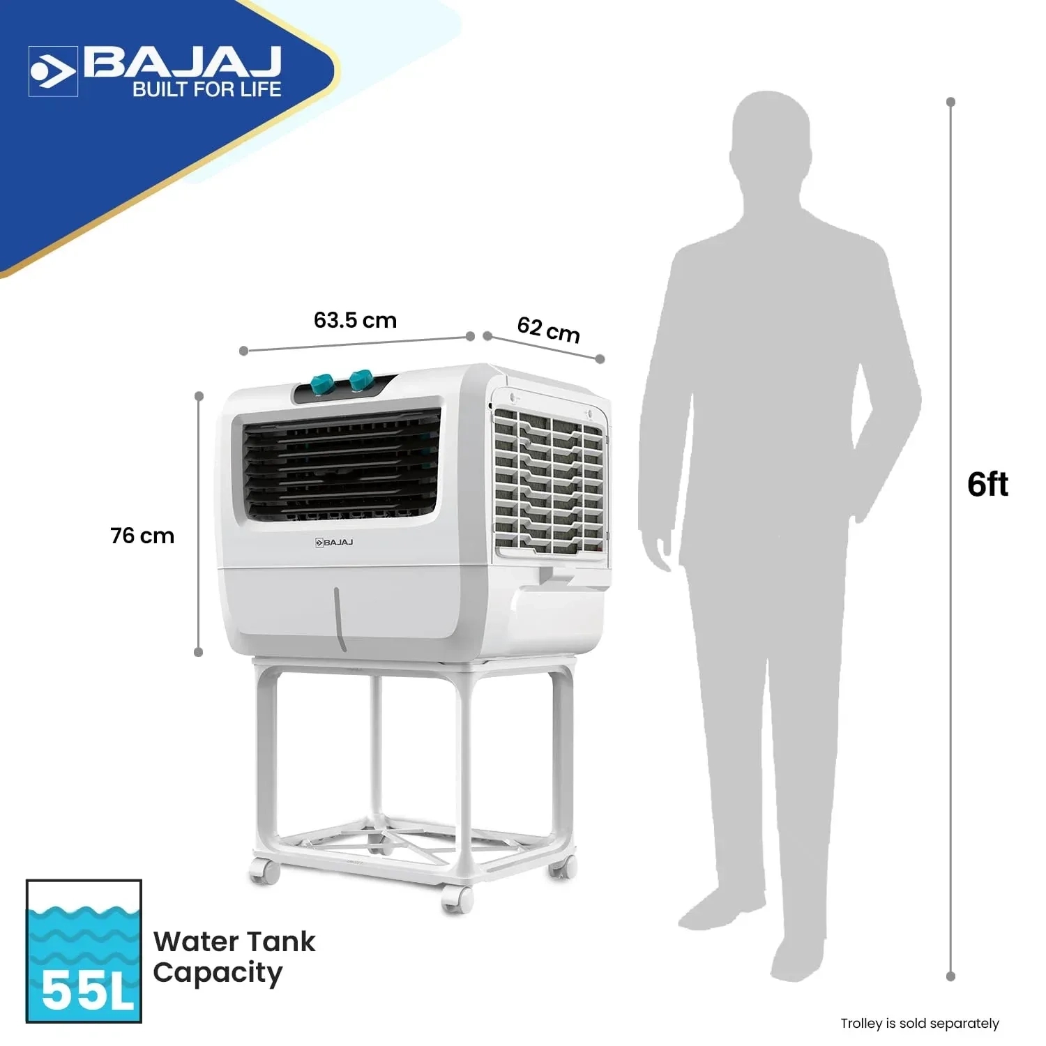 Bajaj Shield Series Vettora 55 - Air Cooler by Bajaj : Colours available: White 11 6