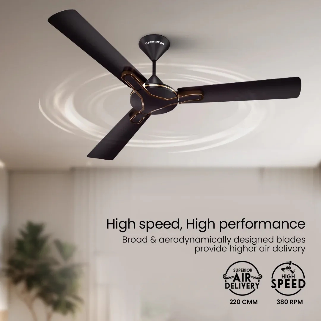 Crompton High Speed Gianna | Star Rated Ceiling Fan - Roast Brown by Crompton : Colours available: WoodyBrown 10 2