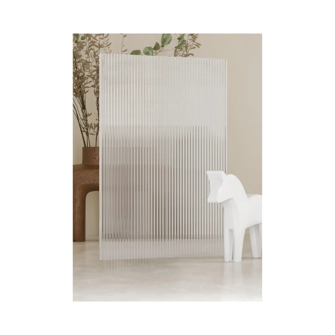 Frikly FlutoGlass 4 Mm Fluted Glass Acrylic 8 Feet X 4 Feet | Clear Fluted No 1 by Frikly for Office, Partition, Cabinet, Wardrobe, Lobby, Shower Enclosure, Furniture, Retail, Reception Area 1 1