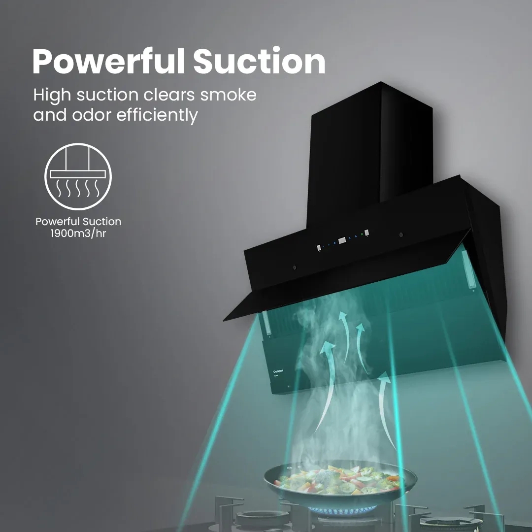 Crompton Eliteo Inclined Filterless Chimney 90cm by Crompton : Colours available: Black 11 3