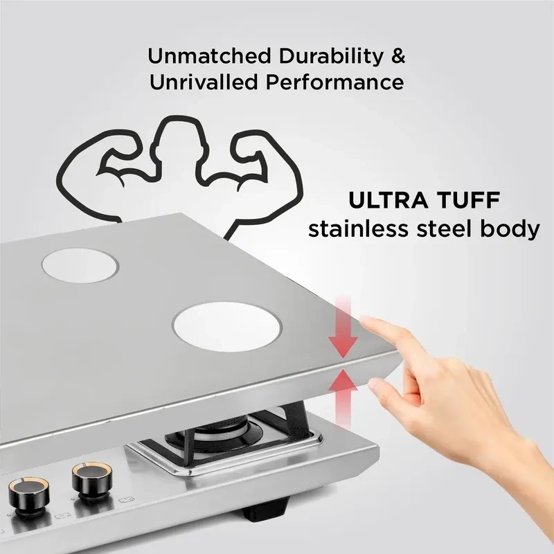 Glen 4 Burner Stainless Steel LPG Gas Stove|10 Years warranty on Burners and Gas Valve|1 Jumbo Forged Brass Burner|Ultra Tough Body|Manual Ignition|360° Revolving Brass Nozzle|1054UTTNDTSS 6