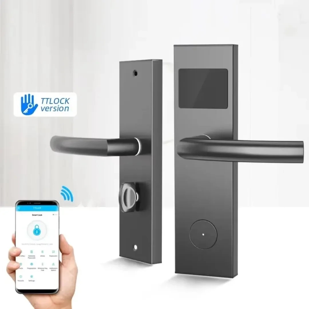 jenix Hotel Lock digital smart RFID card BLE hotel room door lock TTLock mobile app hotel managment system compatible lock JX HT 777 -Black Color by Jenix for Gym, Spa : Colours available: Black 3 3