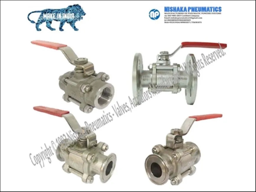 Nishaka Pneumatics Ball Valve Hand Lever Operated Supplier by Nishaka Pneumatics : Colours available: Silver
