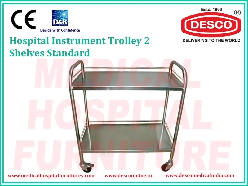 Desco Instrument Trolley 2 Shelves Standard by Desco : Colours available: Silver