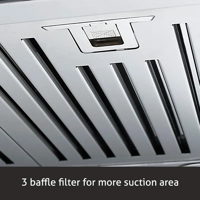 Glen Kitchen Chimney Curved Glass with Motion Sensor Baffle filter 60cm 1250 m3/h -Black (CH6071MSBL60LTW) 2