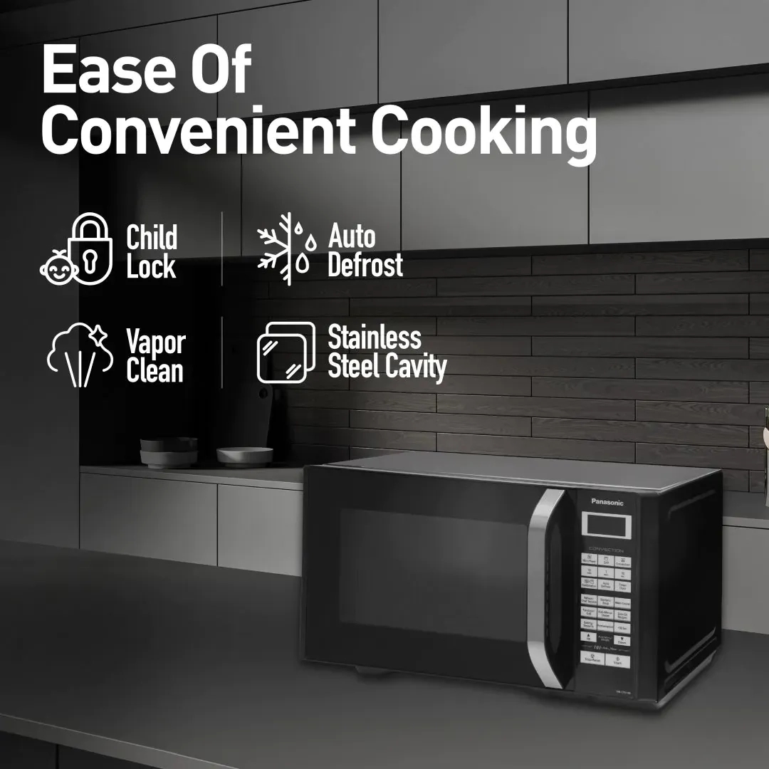 Panasonic 29L Convection Microwave Oven (NN-CT614NBFG, Black Mirror, Zero Oil, Dual Magic Grill, 101 Auto Cook Menus) by Panasonic : Colours available: Black 5 5
