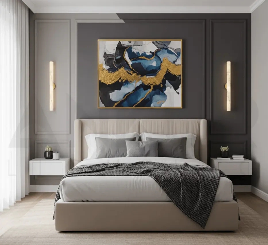 Ankur Vitric Modern Minimilist Desin Metal and Alabaster Based Wall Light by Ankur : Colours available: Gold