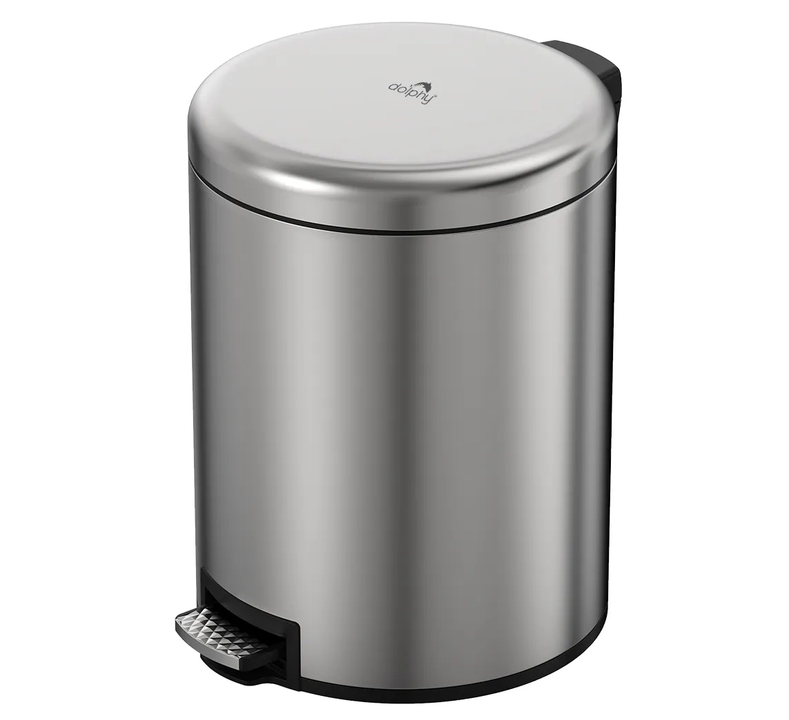 Dolphy 12 Liter Stainless Steel Round Pedal Bin - DWBN0092 by Dolphy for Hotel, Resort, Office : Colours available: Silver