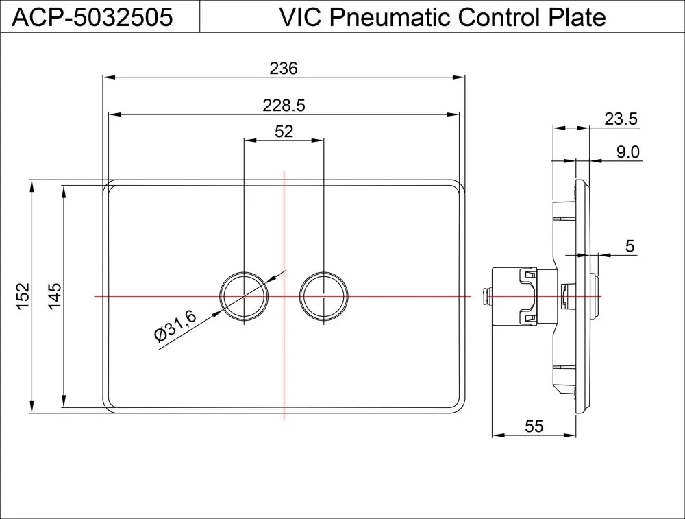 Artize Vic Pneumatic Control Plate - Gold Bright PVD 1