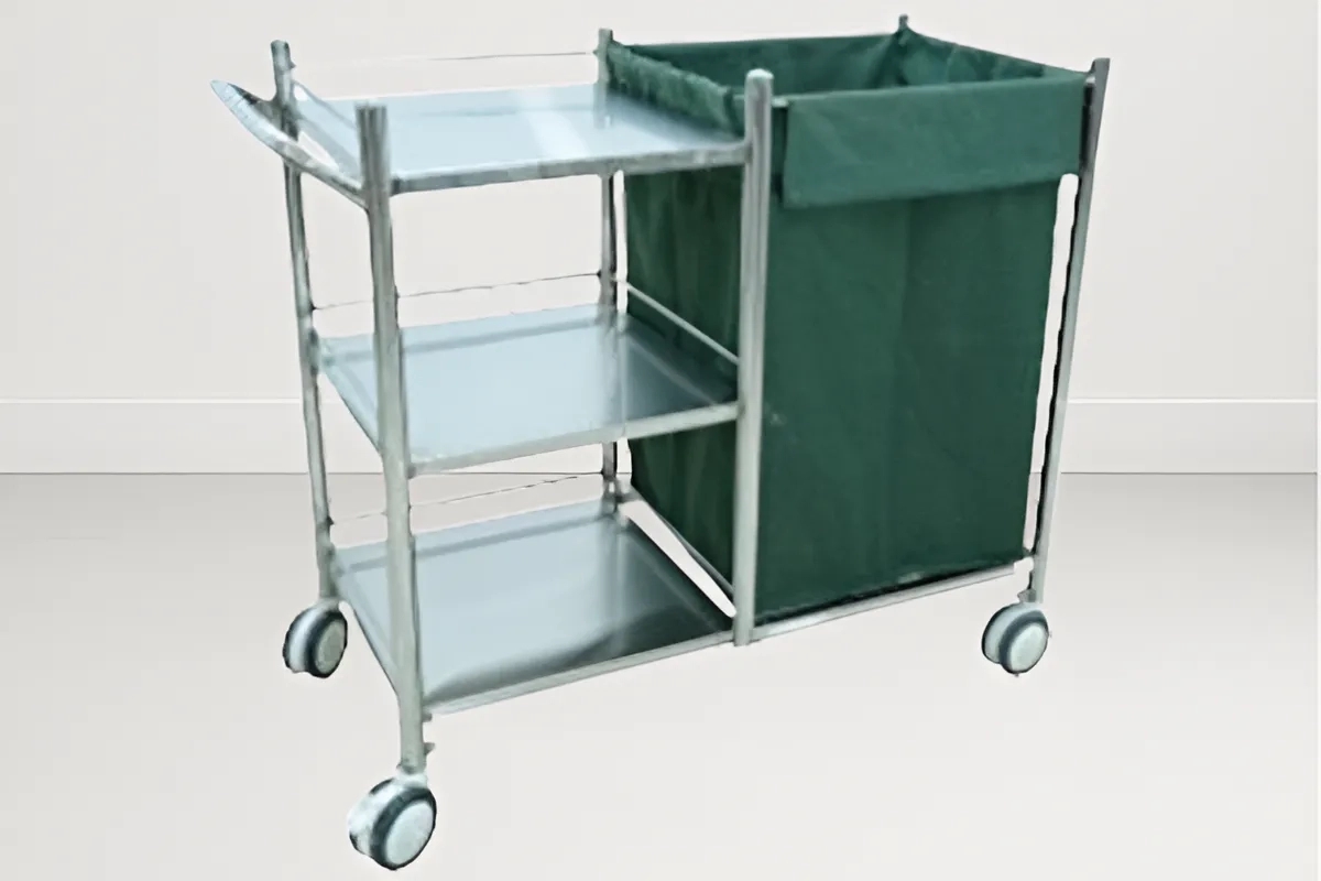 SI Surgical Hospital Linen trolley with bag - SIS 2024C by SI Surgical for Hospital : Colours available: Chrome, DarkOliveGreen