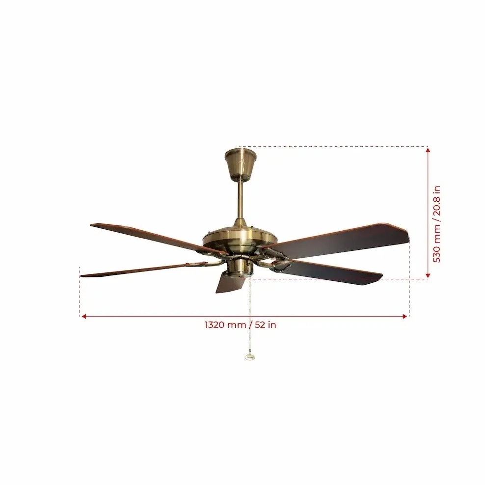 Fanzart Classic Reversible Dual Colour Bladed Fan with Pull Chain by Fanzart : Colours available: Brown 5 6