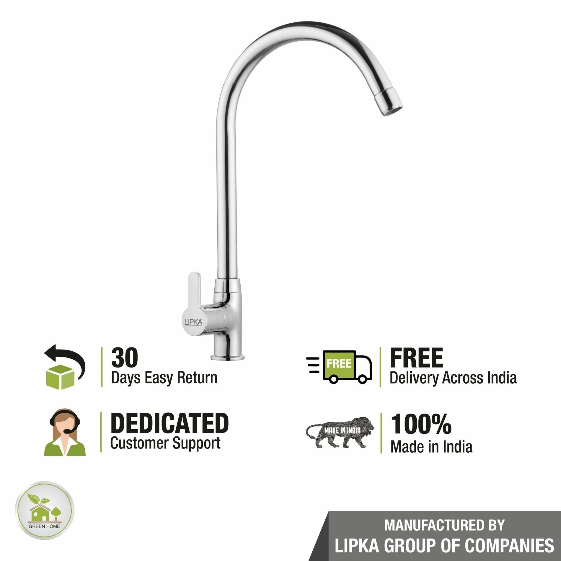 Lipka Fusion Swan Neck Brass Faucet with Round Swivel Spout (20 Inches) 5
