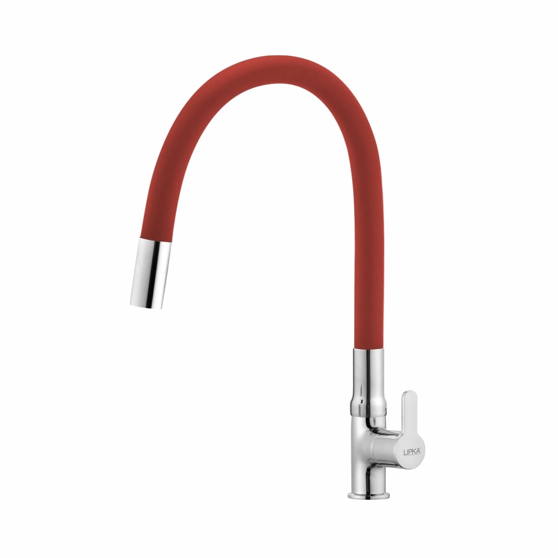 Lipka Fusion Swan Neck Brass Faucet with Flexible Silicone Spout (Red) 1