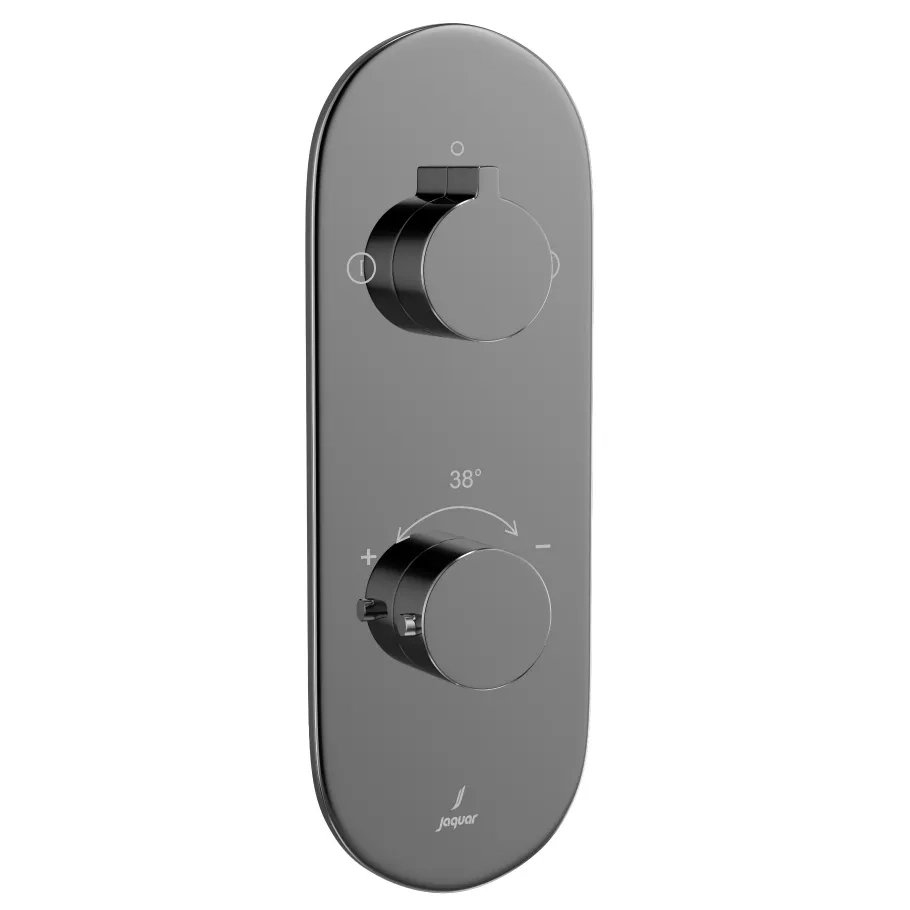 Aquamax Exposed Part Kit of Thermostatic Shower Mixer with 2-way diverter - Black Chrome by Jaquar : Colours available: BlackChrome