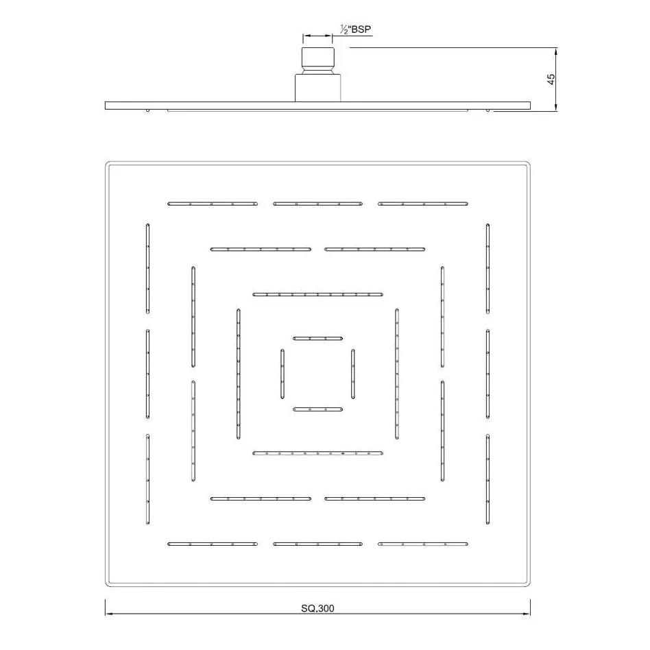 Square Shape Single Flow Maze Overhead Shower - Chrome - OHS-CHR-1639 by Jaquar : Colours available: Chrome 1 1
