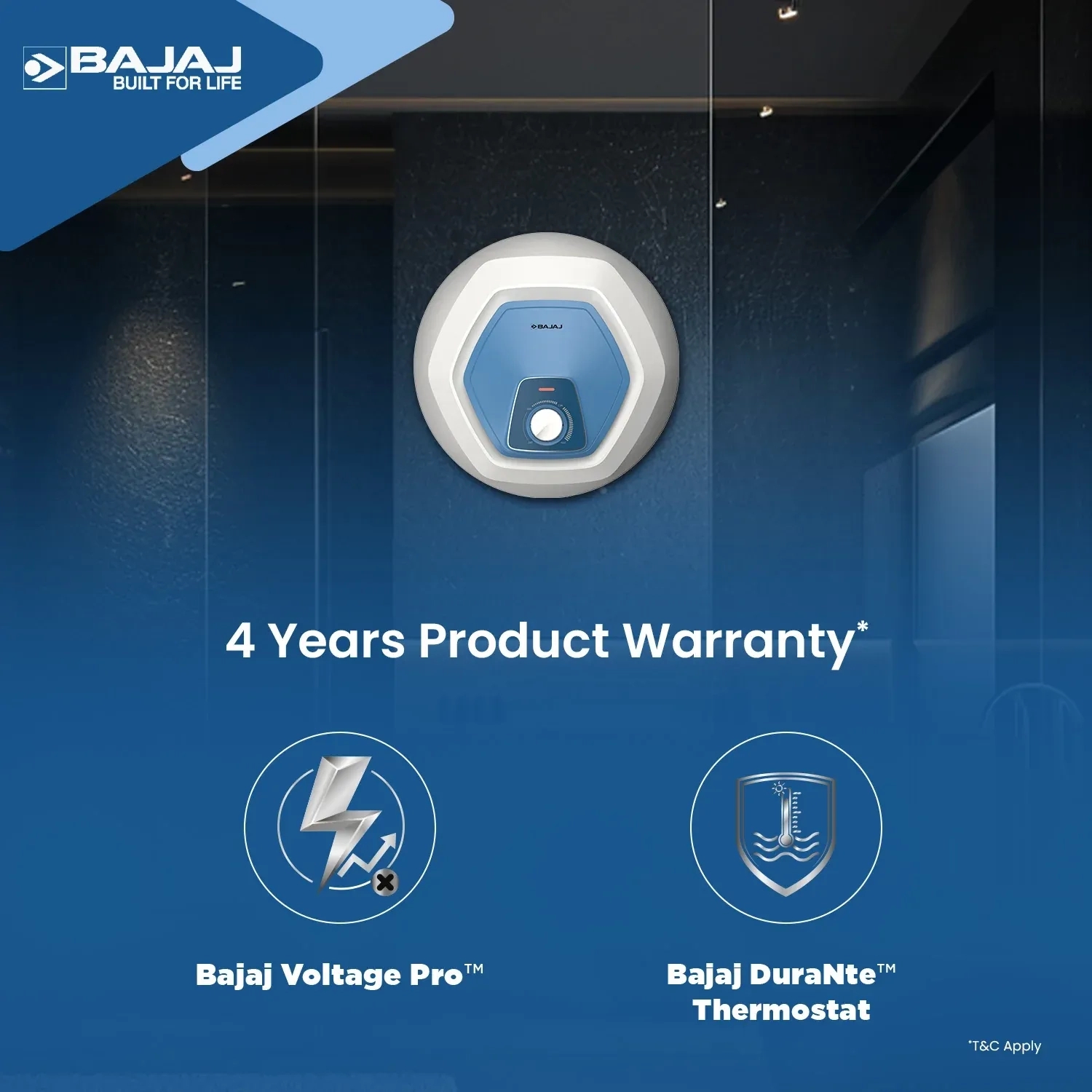 Bajaj Armor Series Contempo - Water Heater 6L by Bajaj : Colours available: White, DeepSkyBlue 6 3