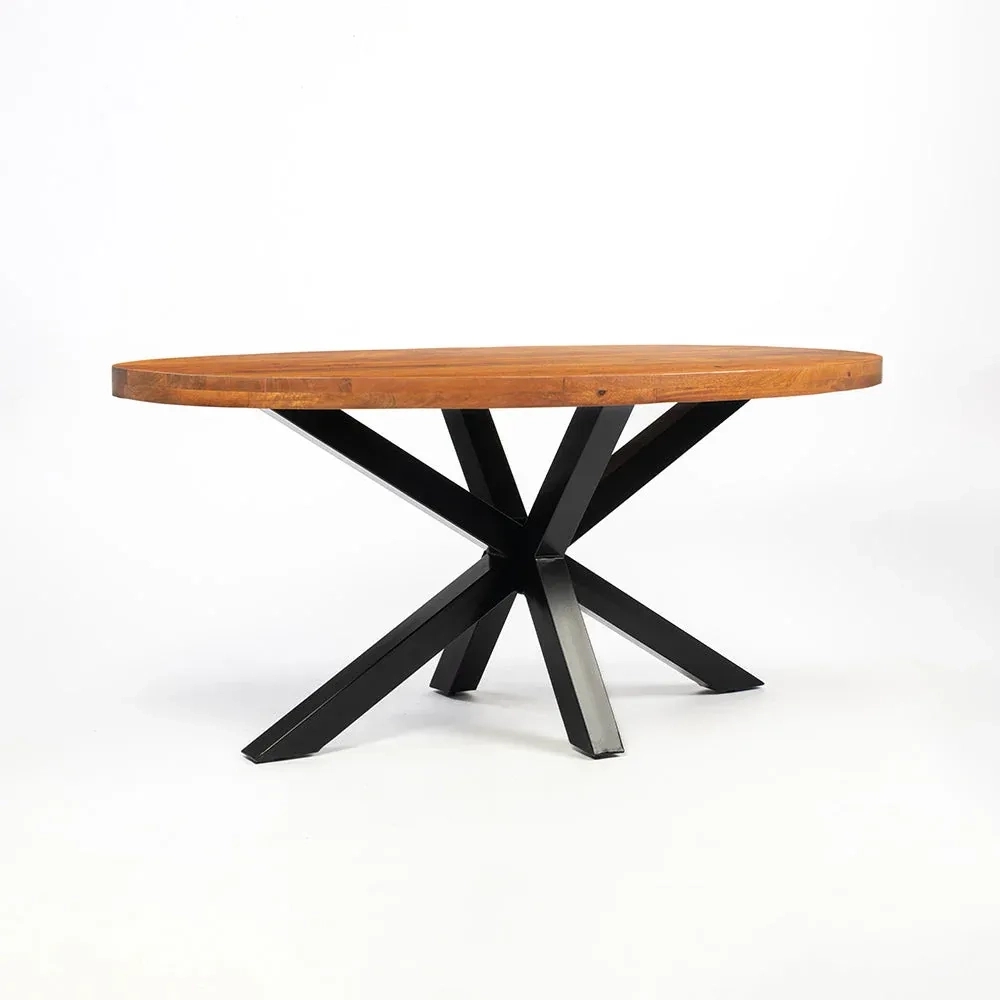 LivingShapes Xerone Wooden 6 Seater Dining Table with Iron - Brown by Living Shapes : Colours available: Brown, Black 5 3