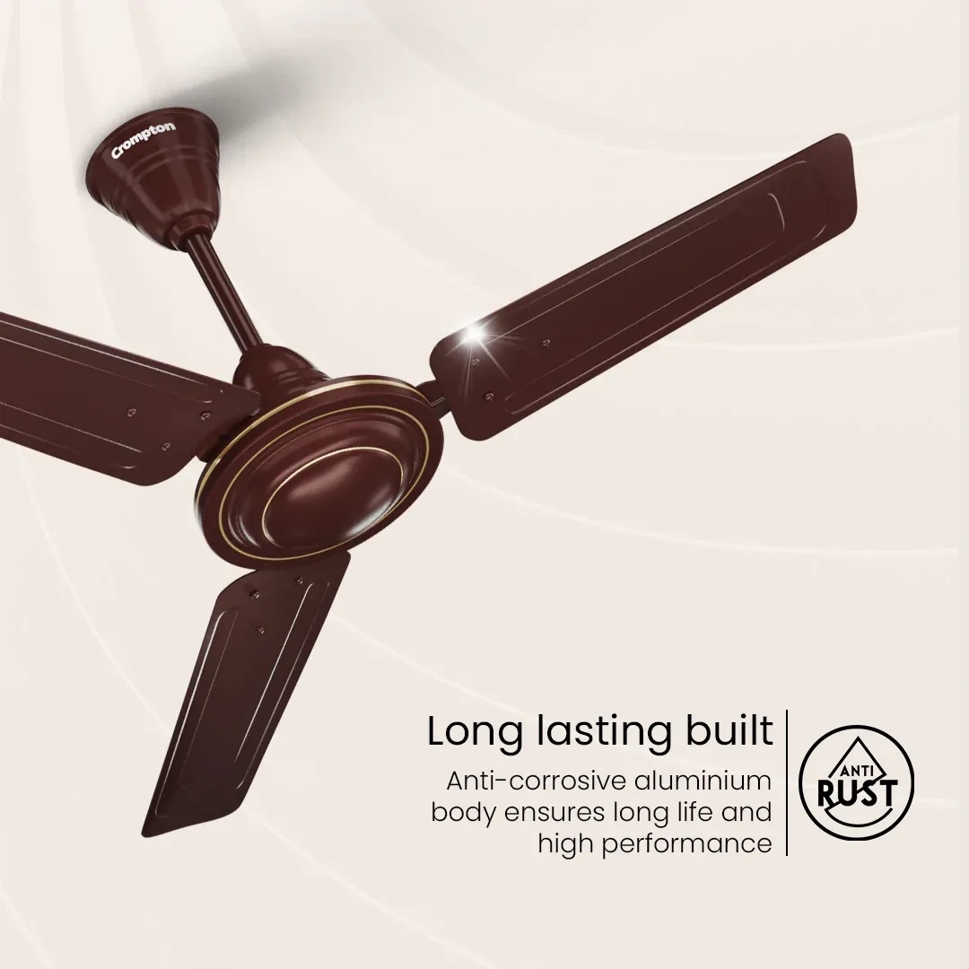 Crompton Surebreeze Brizair| Ceiling Fan - Brown by Crompton : Colours available: Brown 9 5