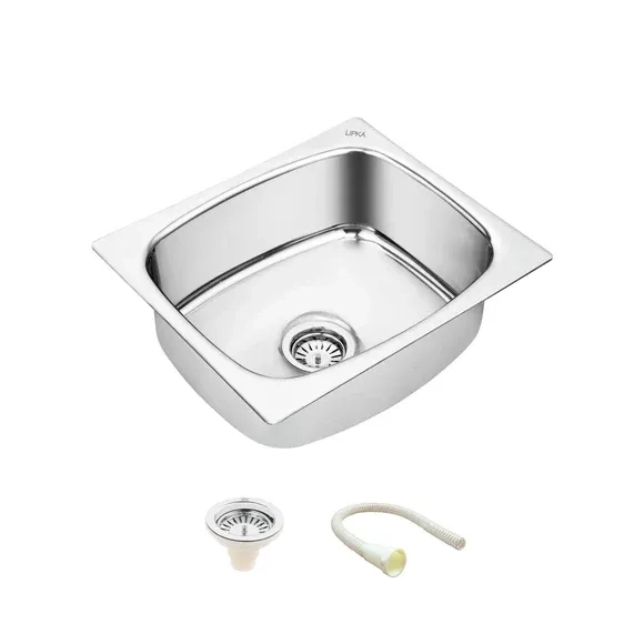 Lipka Round Single Bowl 304-Grade Kitchen Sink (22 x 18 x 8 Inches)