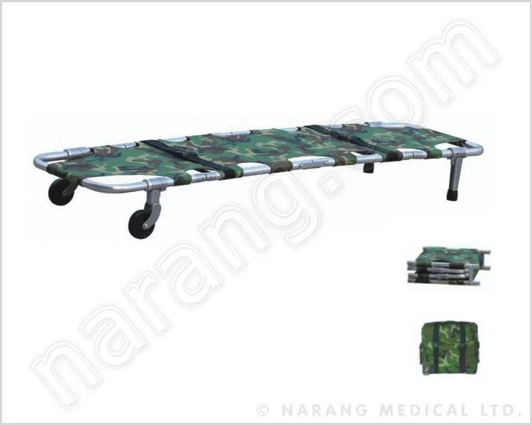 Narang Medical HF5036 : Stretcher Army 3 Fold With Two Wheels by Narang Medical Limited : Colours available: Green