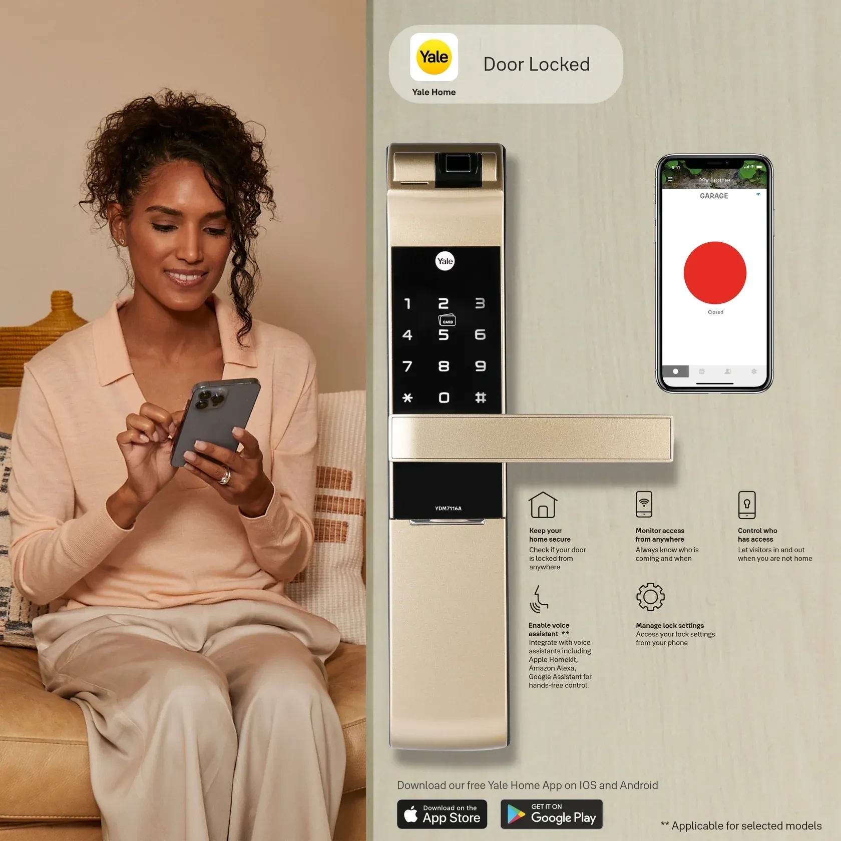YDM 7116A Smart Lock - Champagne Gold by Yale 3 6