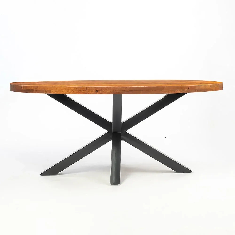 LivingShapes Xerone Wooden 6 Seater Dining Table with Iron - Brown by Living Shapes : Colours available: Brown, Black 4 2