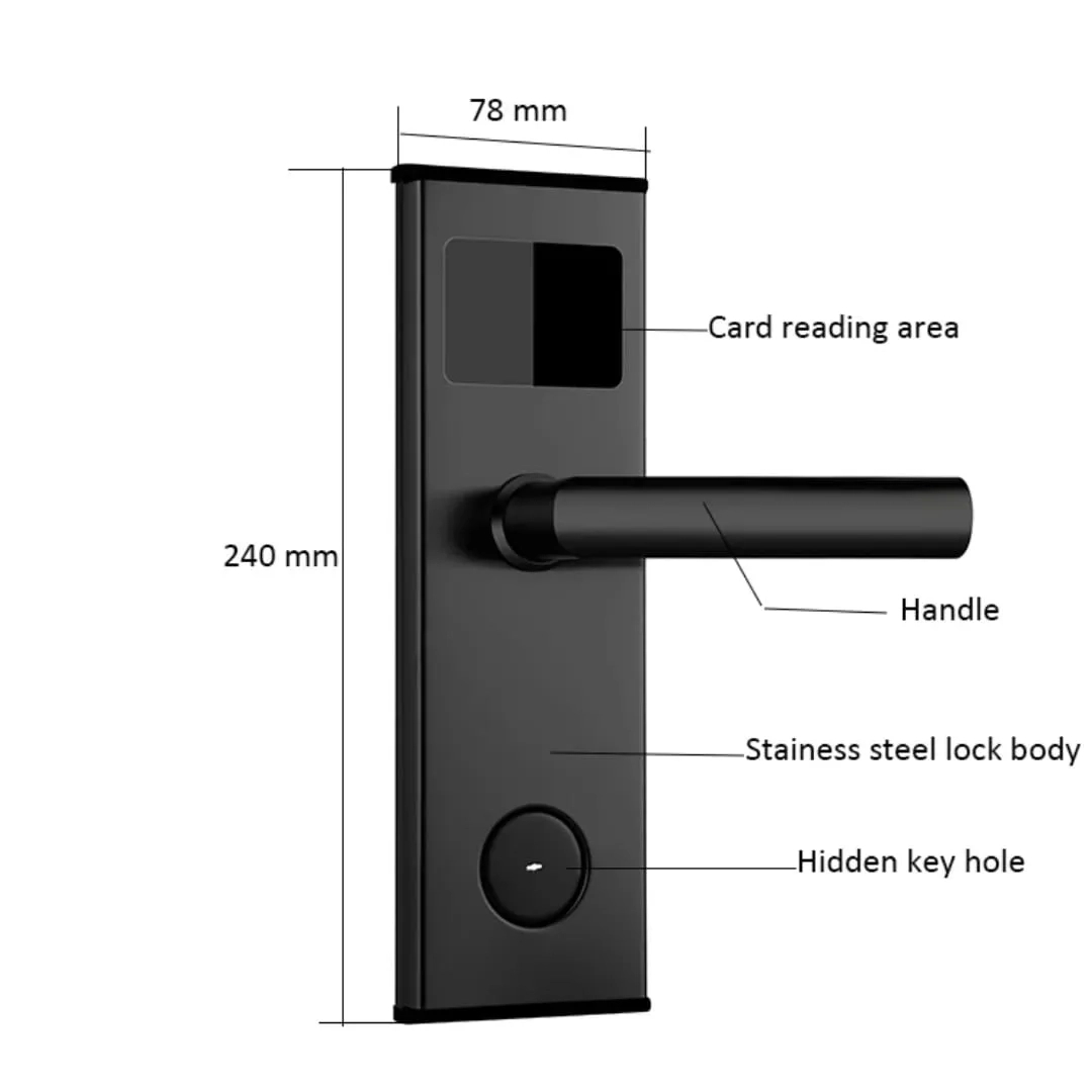 jenix Hotel Lock digital smart RFID card BLE hotel room door lock TTLock mobile app hotel managment system compatible lock JX HT 777 -Black Color by Jenix for Gym, Spa : Colours available: Black 4 4
